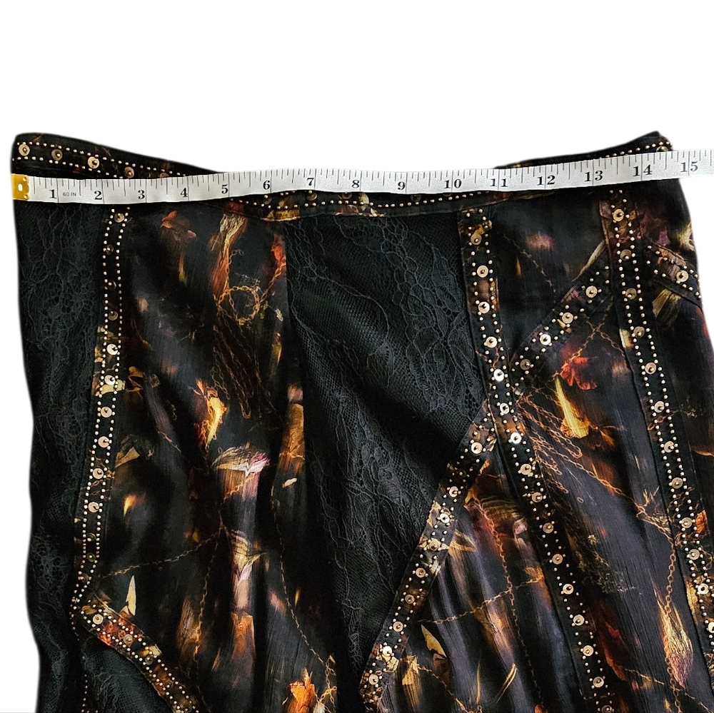 All Saints Black Lace Bryn Studded Maxi Half Sheer Skirt Boho Emo Whimsigoth 8 - Picture 10 of 10